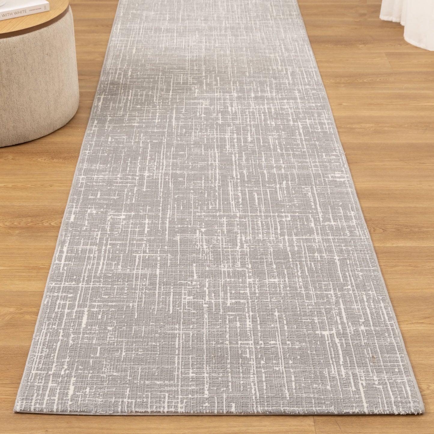 Atina Distressed Geo Lines Grey Rug - AT02