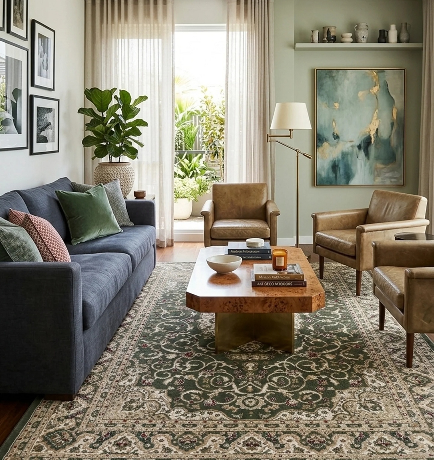 Neriman 600 Green Traditional Turkish Rug