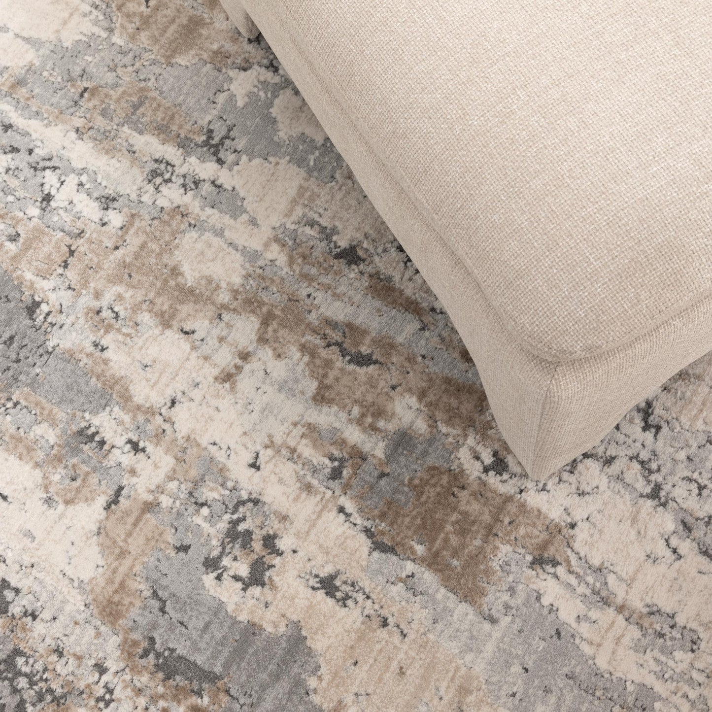 Maya Watercolour Astract Grey and Beige Rug - M106