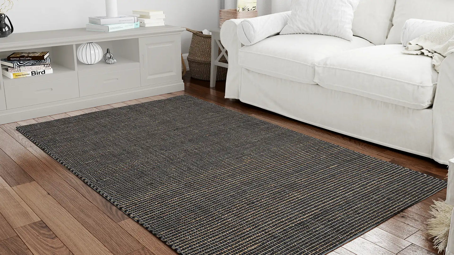 Eco Wool Tuana Black Wool & Jute Rug
