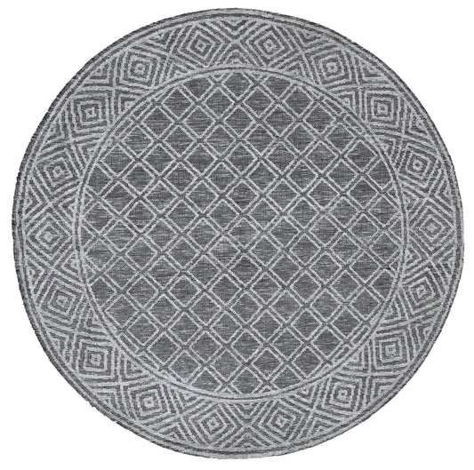 Amritsar Ajnala Grey Round Cotton Blend Rug