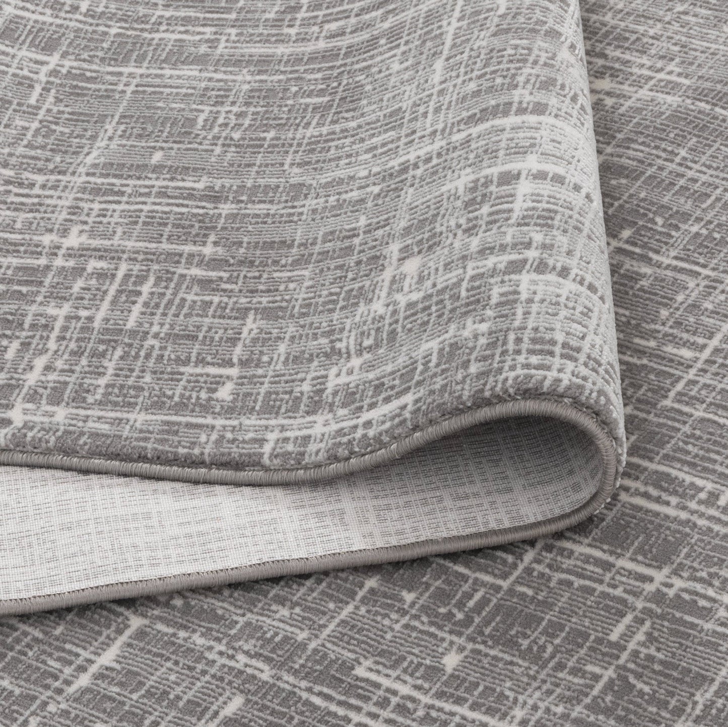 Atina Distressed Geo Lines Grey Rug - AT02