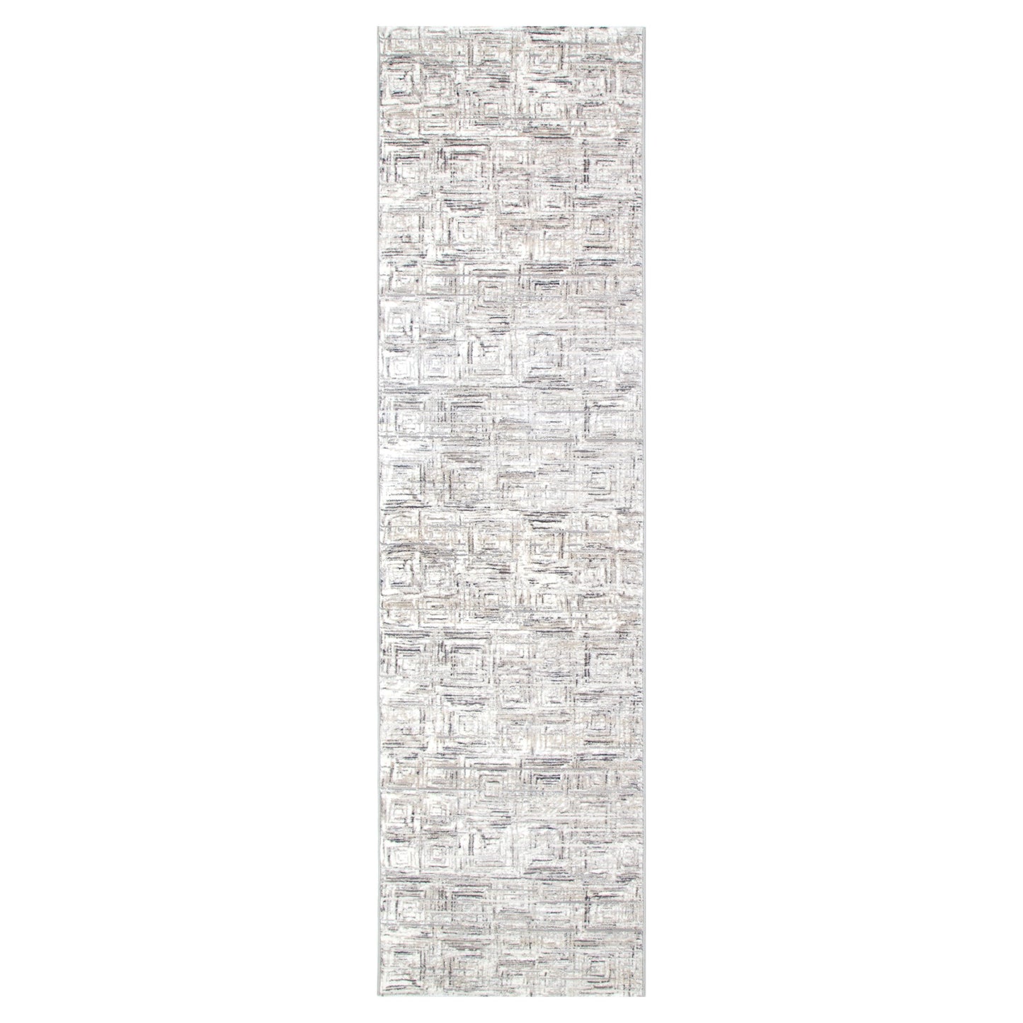 Atina Distressed Geo Squares Grey Rug - AT03