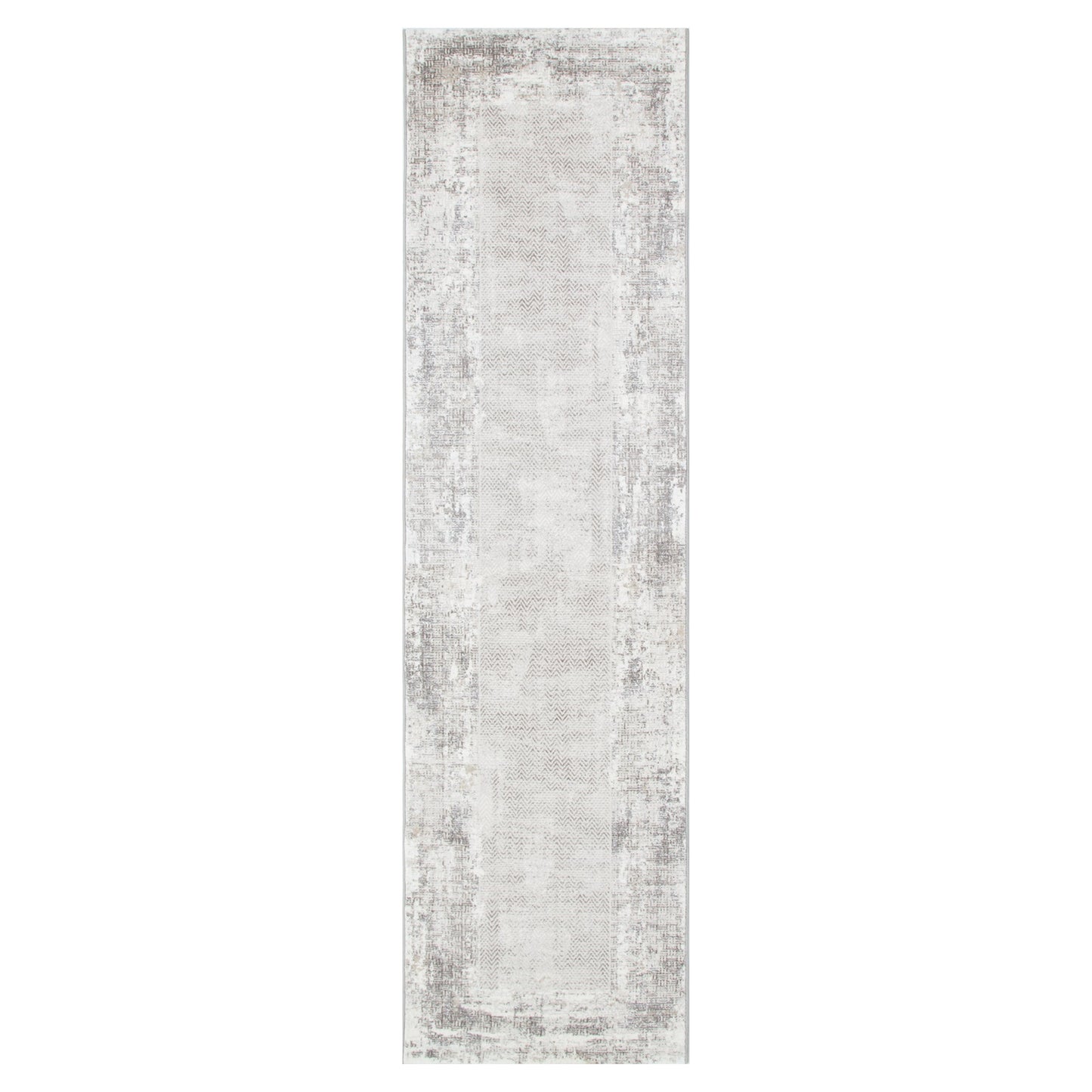 Atina Distressed Border Beige Grey Rug - AT04