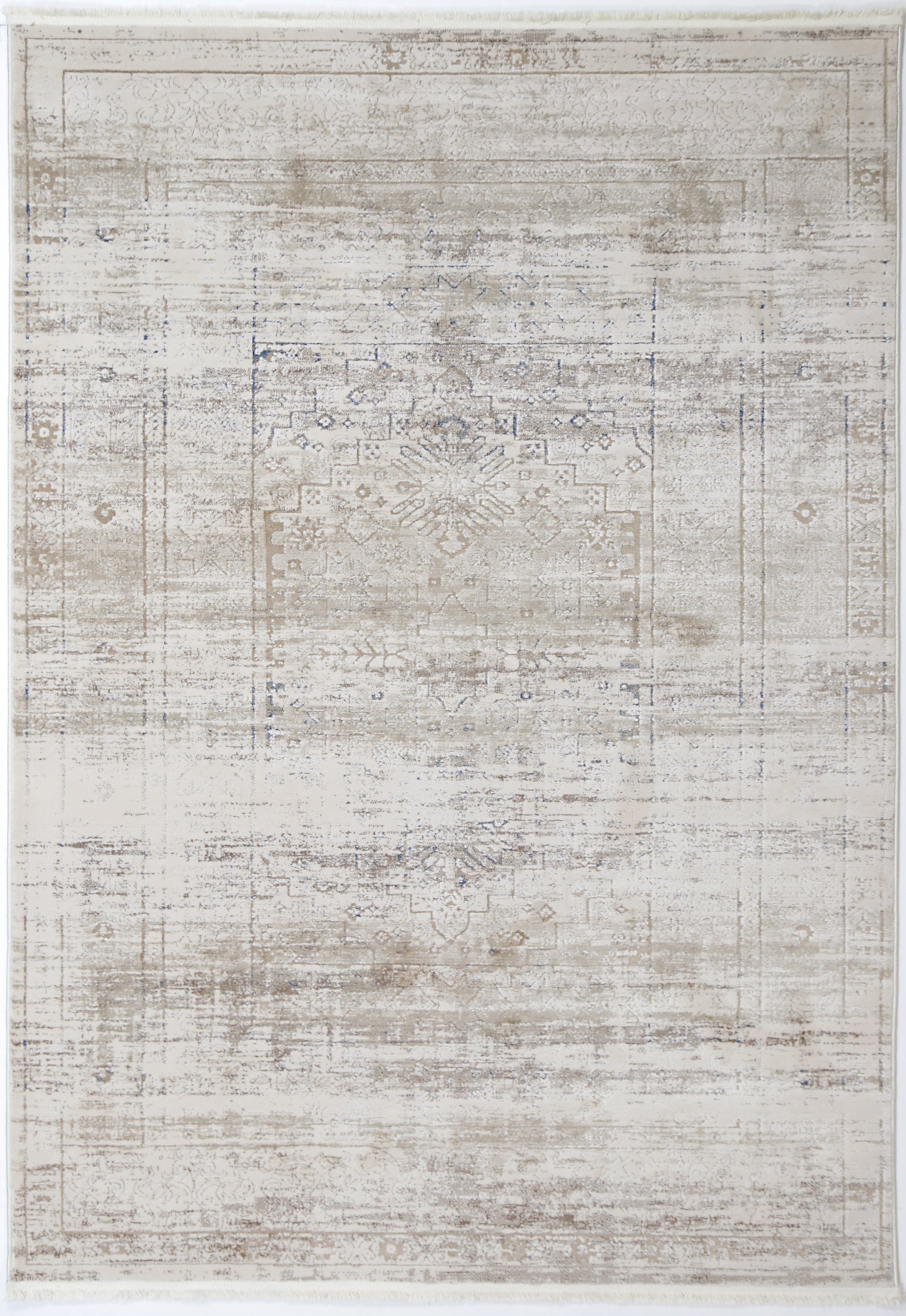 Bohemian Paradise Traditional Beige Blue Rug -04BBLU