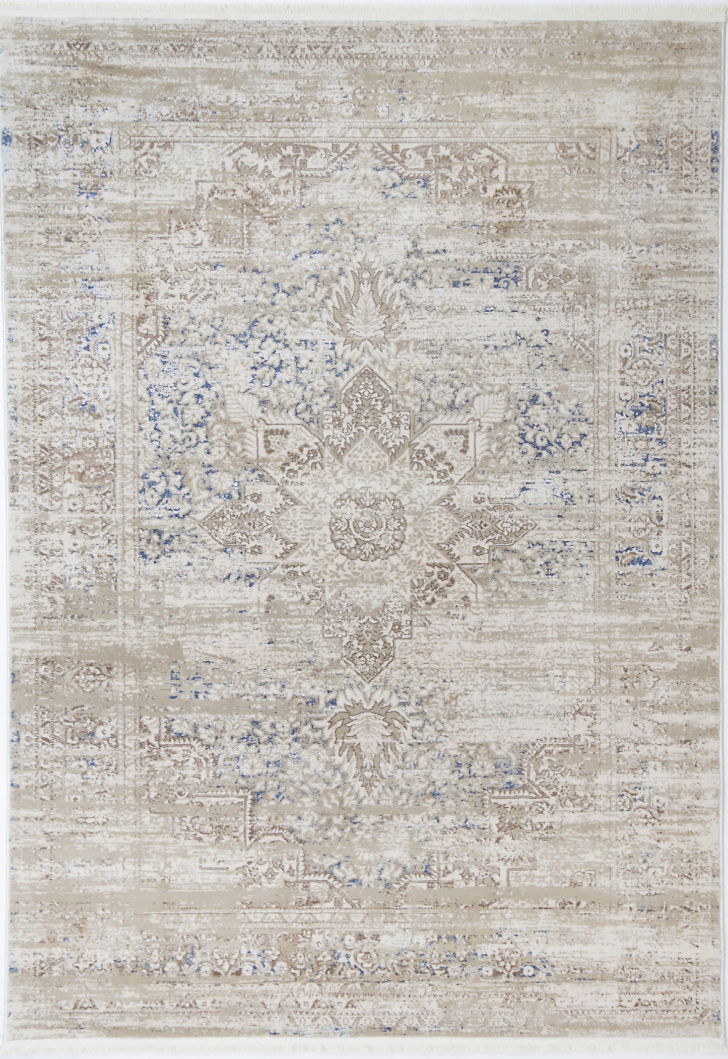 Bohemian Paradise Medalion Beige Blue Rug - 06BBLU