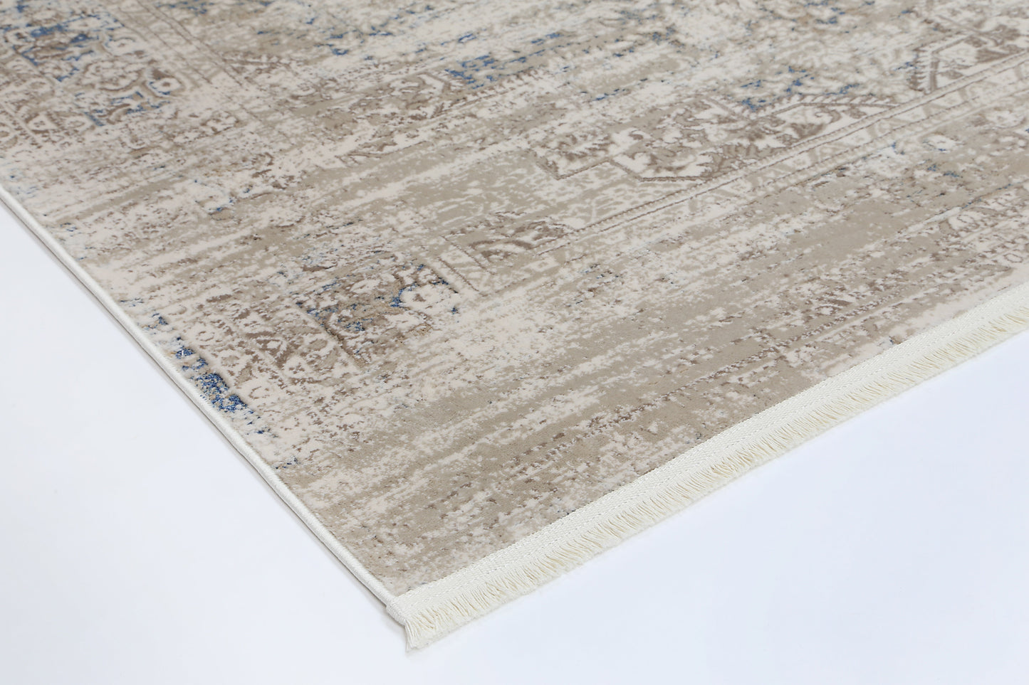 Bohemian Paradise Medalion Beige Blue Rug - 06BBLU