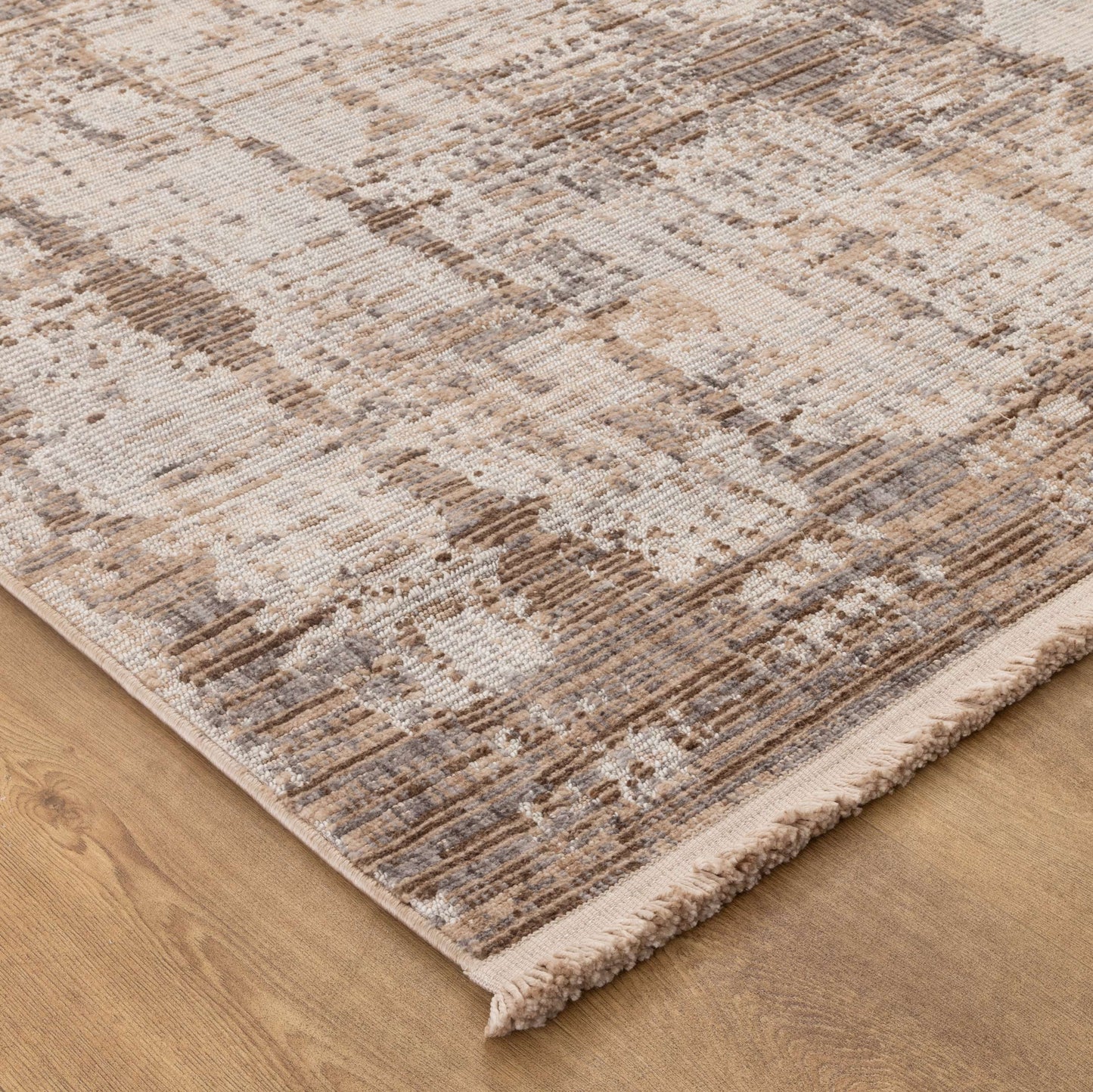Cherie Distressed Look Watercolour Beige Grey Rug - CH08