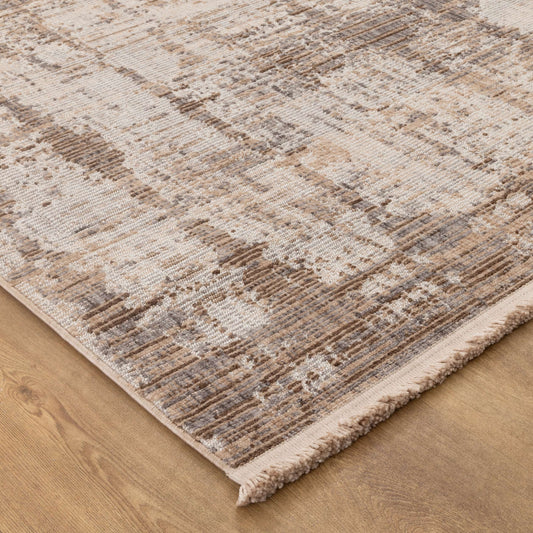 Cherie Distressed Look Watercolour Beige Grey Rug - CH08