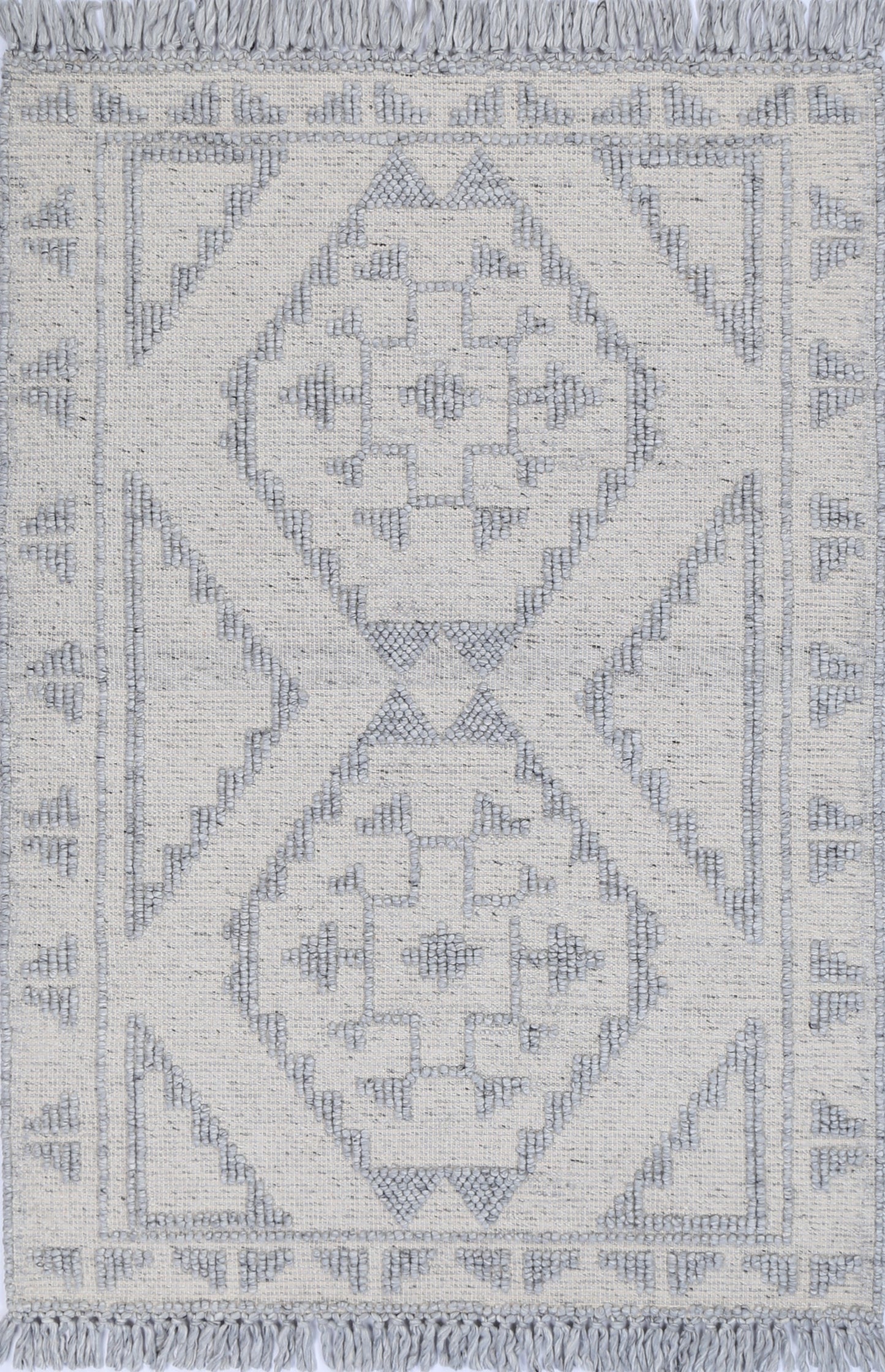 Diego Ornamental Grey Wool Rug - DIEG03