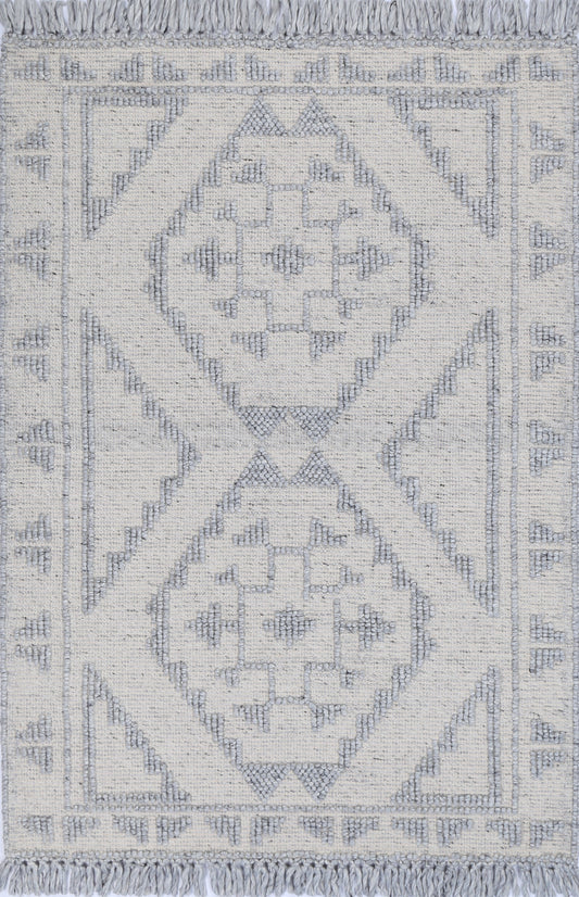 Diego Ornamental Grey Wool Rug - DIEG03