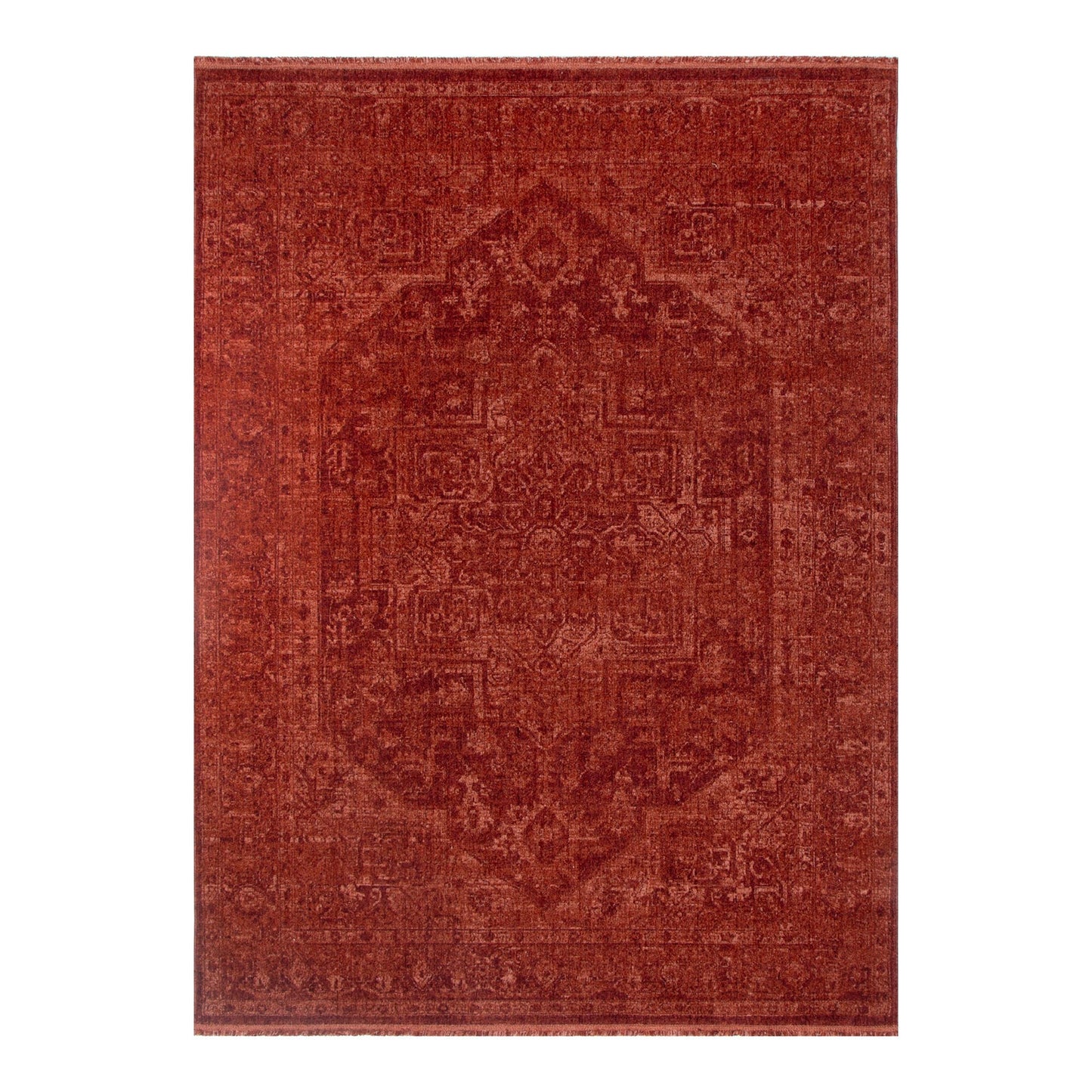 Heritage Distressed Medallion Rust Rug - H101 (Different Tassel)