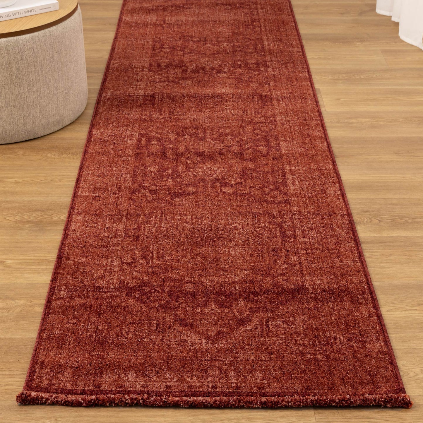 Heritage Distressed Medallion Rust Runner- H101 (Different Tassel)
