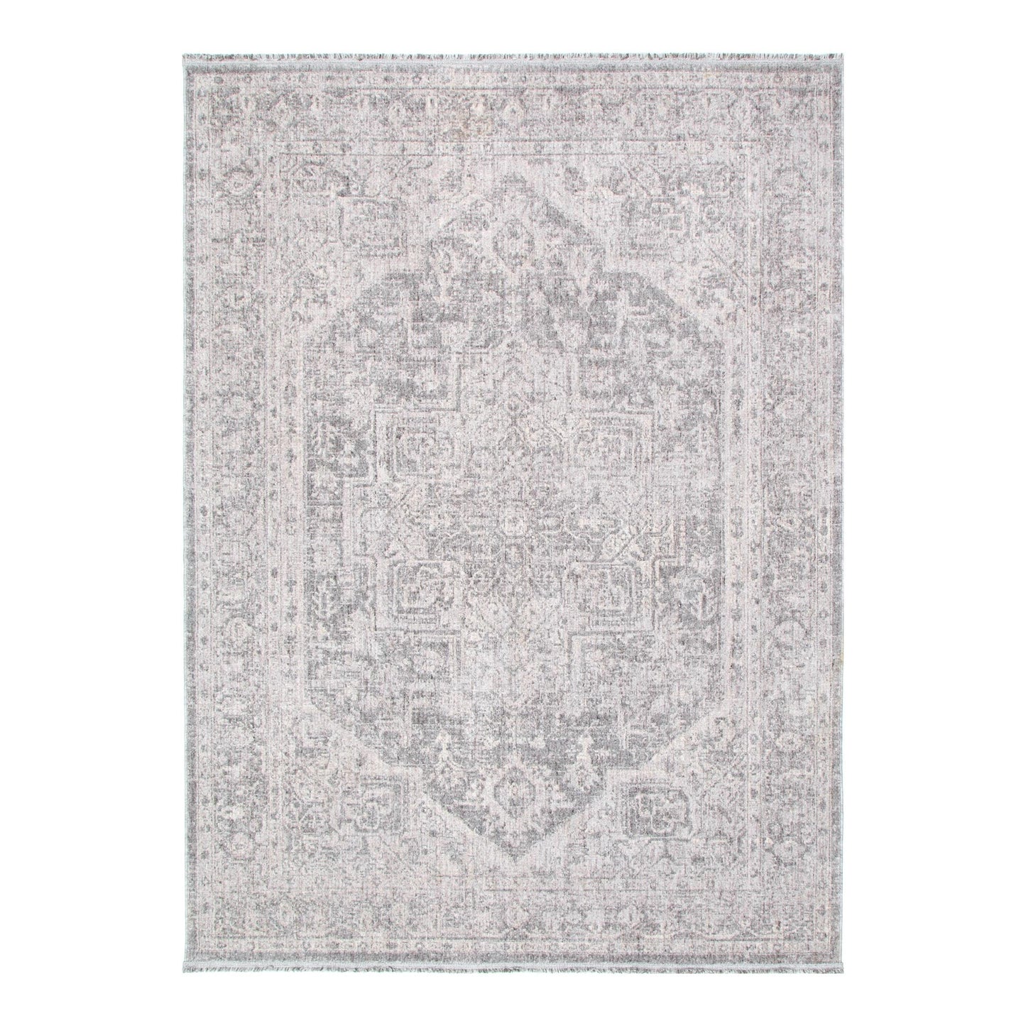Heritage Distressed Medallion Grey Rug - H103:  (Different Tassel)