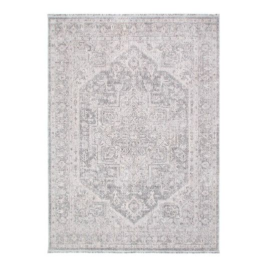 Heritage Distressed Medallion Grey Rug - H103:  (Different Tassel)