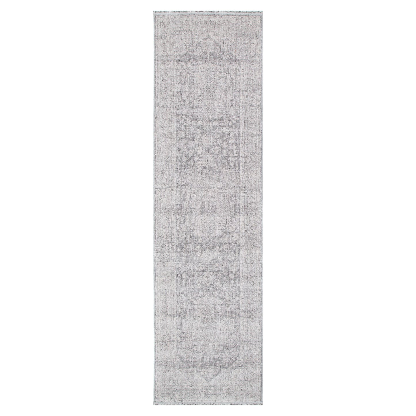 Heritage Distressed Medallion Grey Runner- H103:  (Different Tassel)