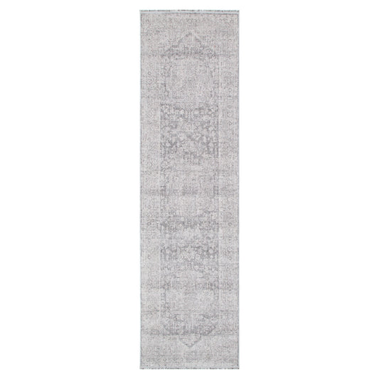 Heritage Distressed Medallion Grey Runner- H103:  (Different Tassel)