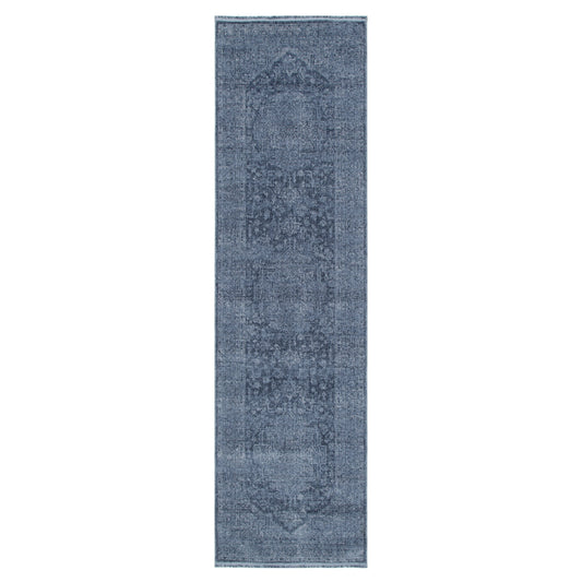 Heritage Distressed Medallion Blue Runner - H104: (Different Tassel)