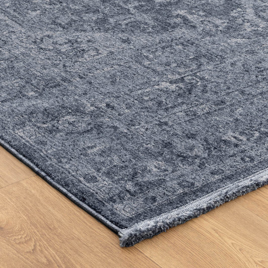 Heritage Distressed Medallion Blue Runner - H104: (Different Tassel)