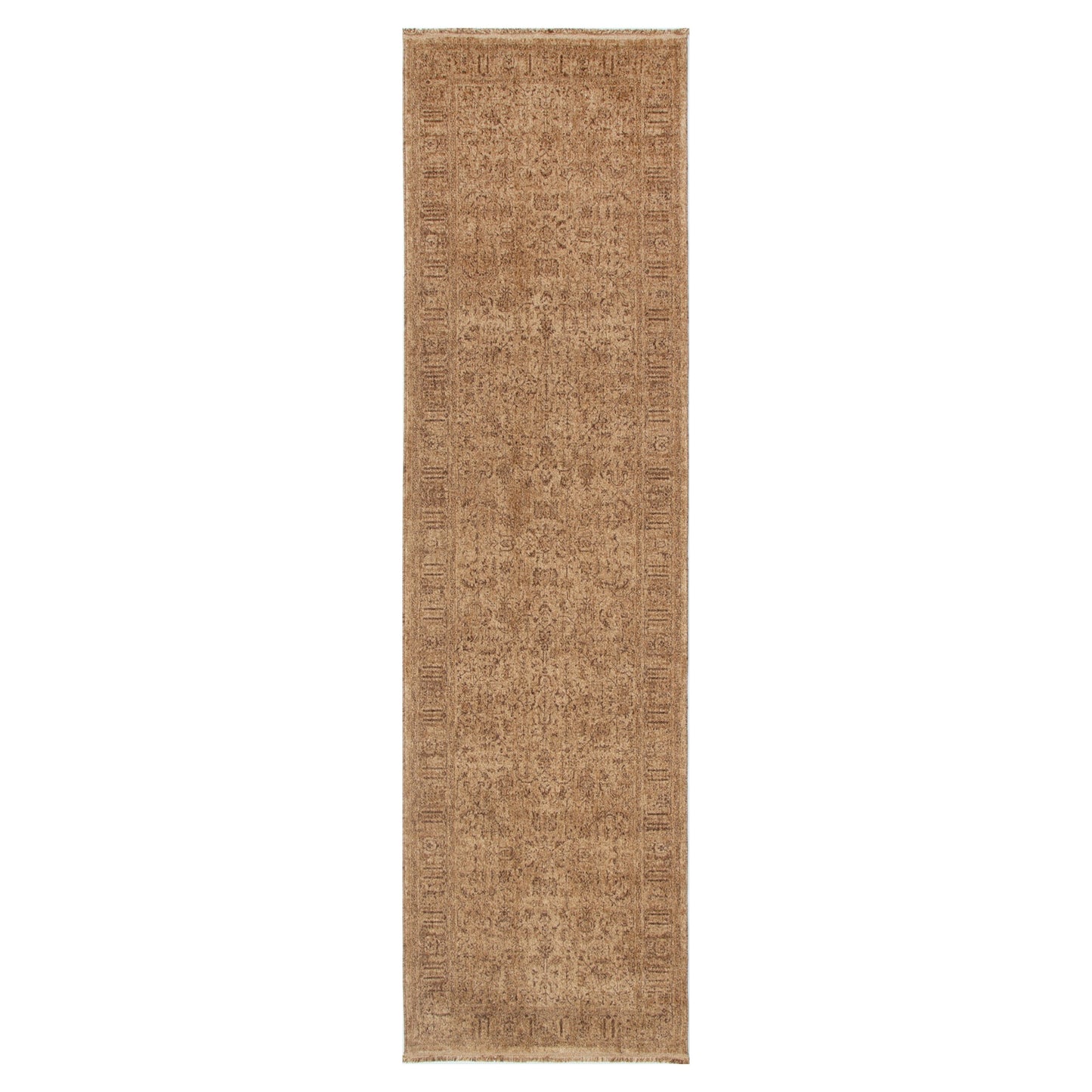 Heritage Distressed Border Mustard Runner- H105: (Different Tassel)