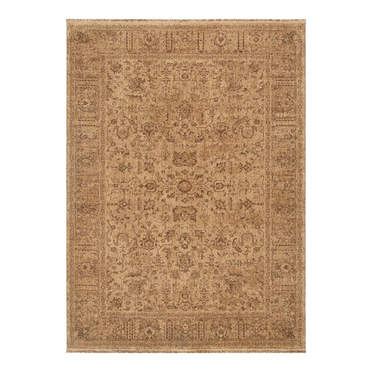 Heritage Distressed Border Mustard Rug - H105: (Different Tassel)