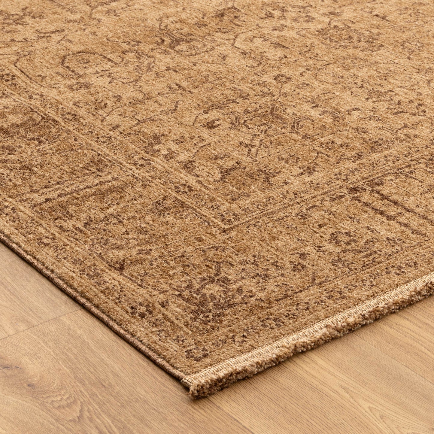 Heritage Distressed Border Mustard Rug - H105: (Different Tassel)