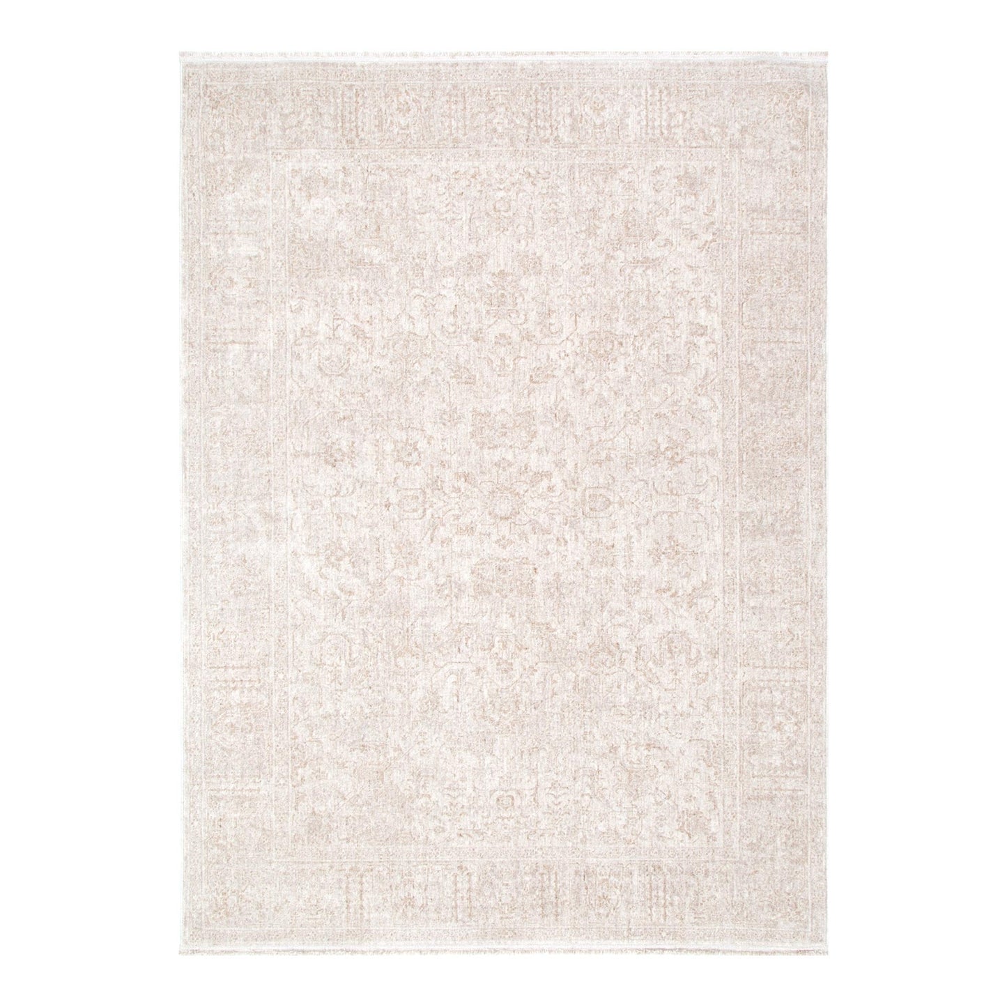 Heritage Distressed Border Beige Rug - H106: (Different Tassel)