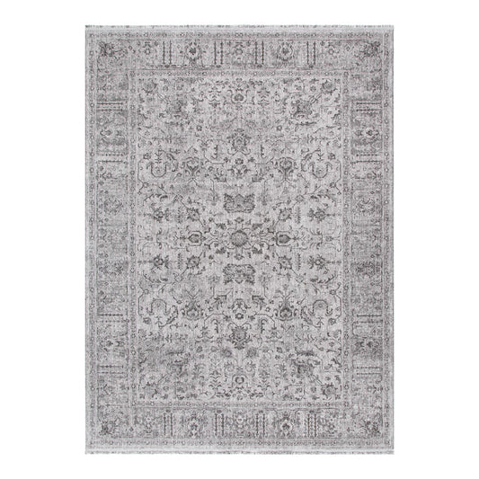 Heritage Distressed Border Grey Rug - H108: (Different Tassel)