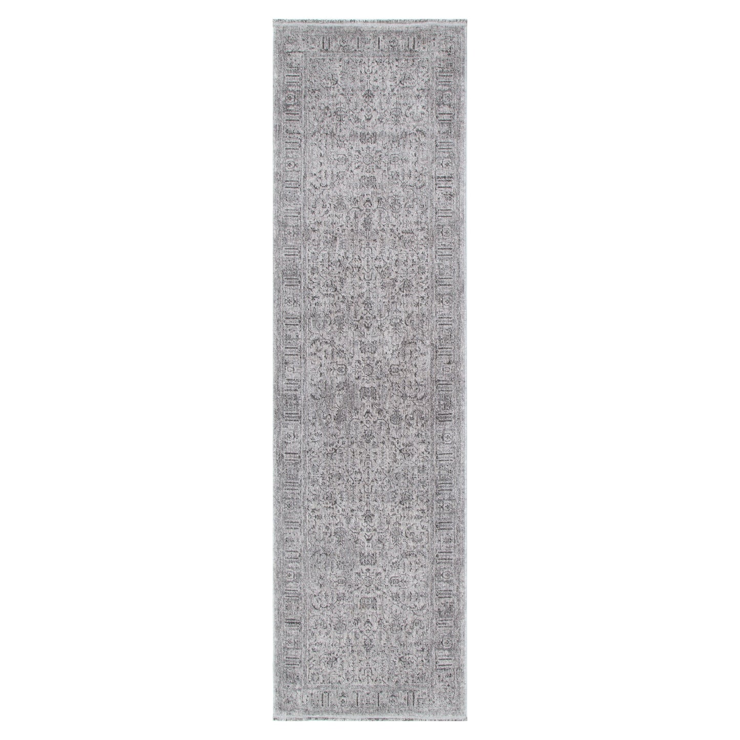 Heritage Distressed Border Grey Runner- H108: (Different Tassel)