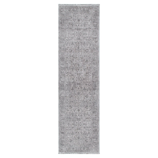 Heritage Distressed Border Grey Runner- H108: (Different Tassel)