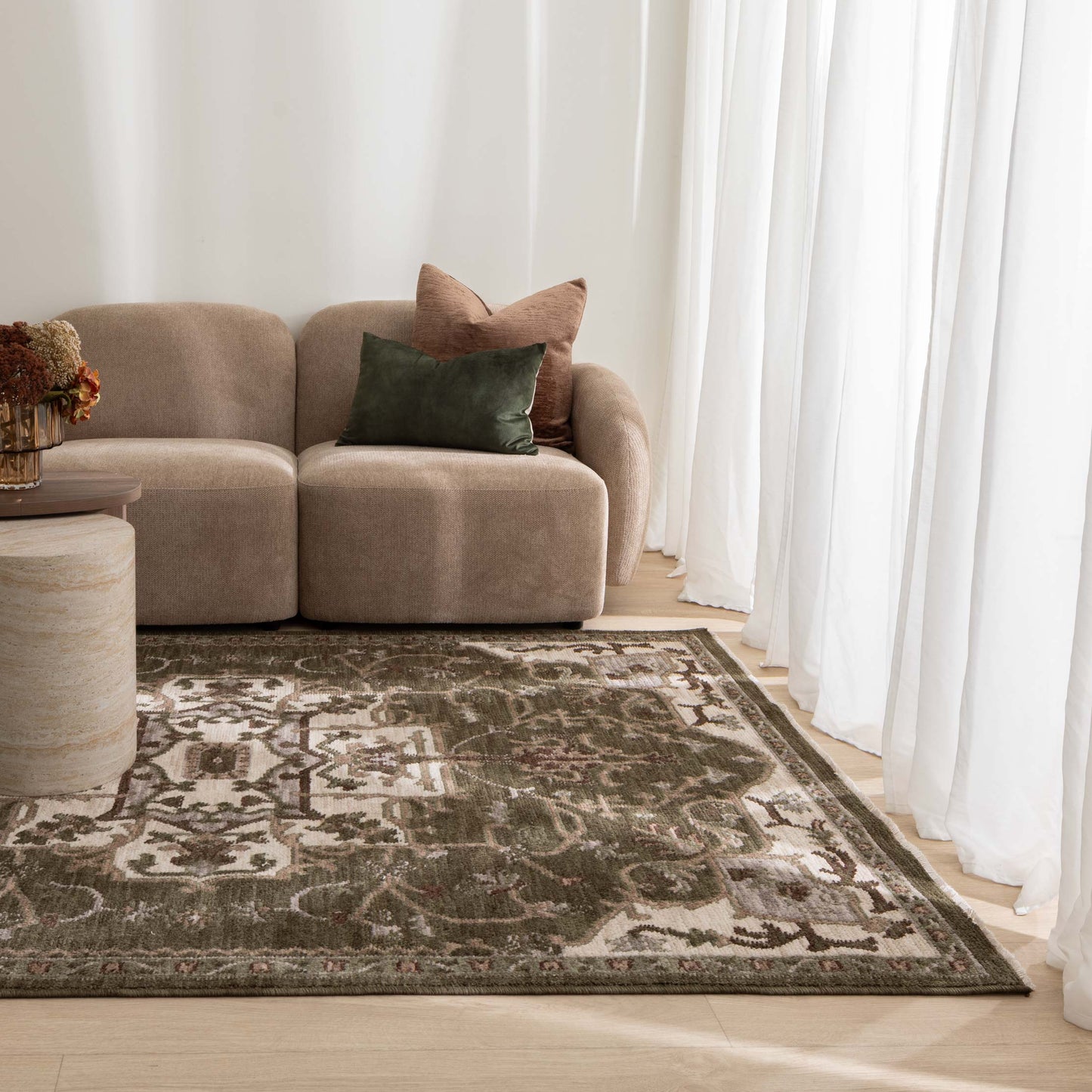 Horizon Olive Green Medallion Rug H116