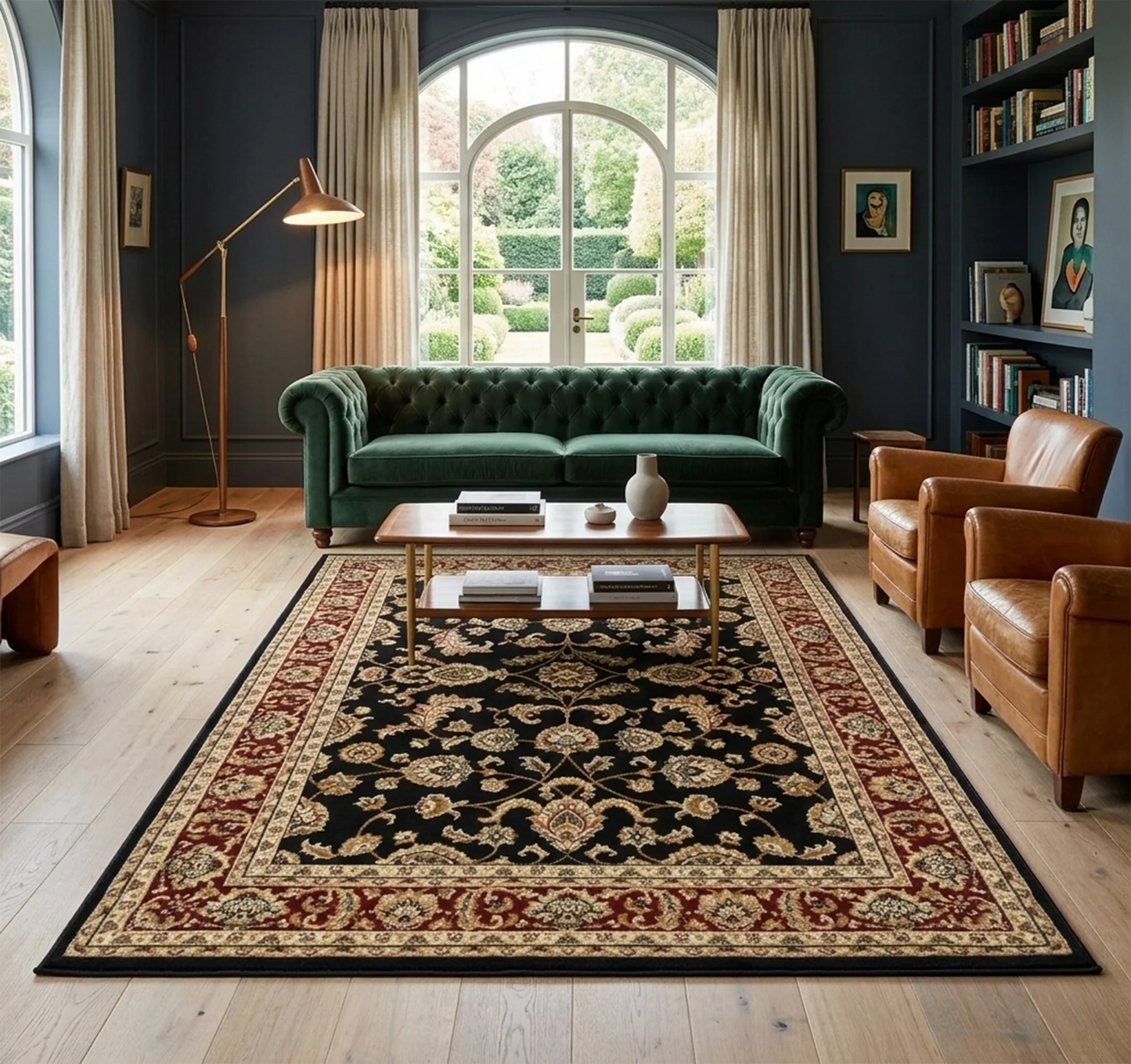 Neriman 500 Black Red Traditional Turkish Rug