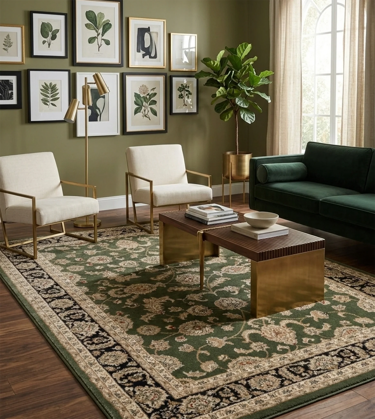 Neriman 500 Green Black Traditional Turkish Rug