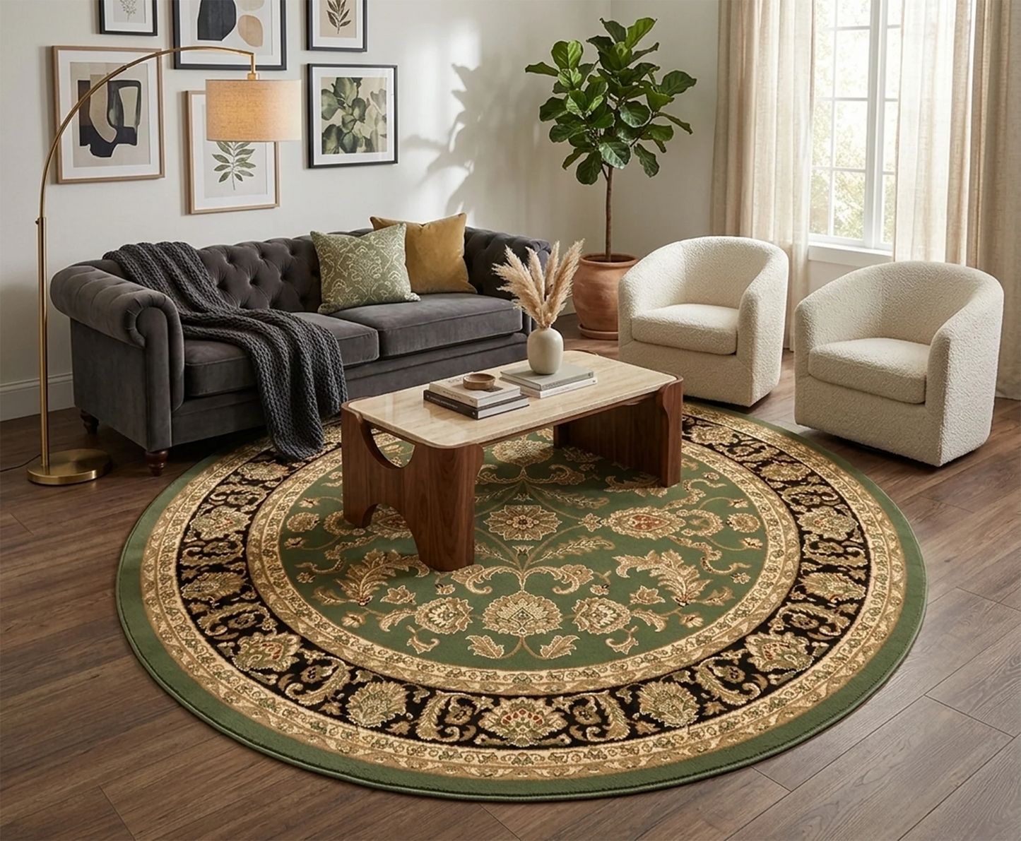 Neriman 500 Green Black Traditional Turkish Rug