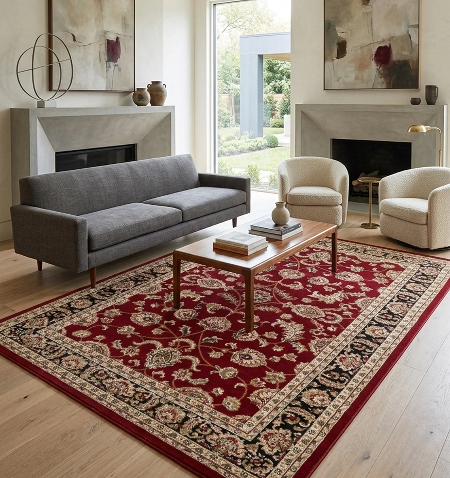 Neriman 500 Red Black Traditional Turkish Rug