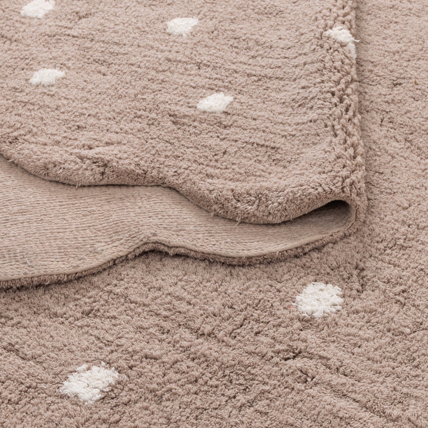 Mellow Round Scalloped Kids Rug Mushroom Beige