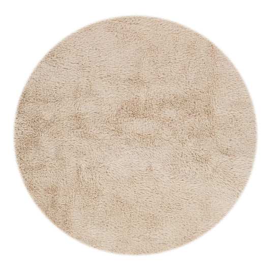 Lyla Machine Washable Shaggy Natural Round Rug