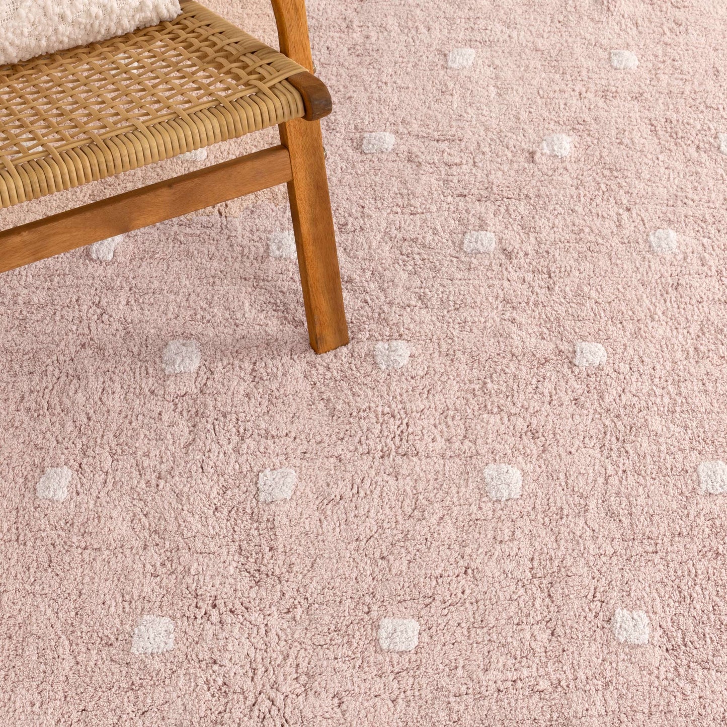 Mellow Round Scalloped Kids Rug Blush Pink