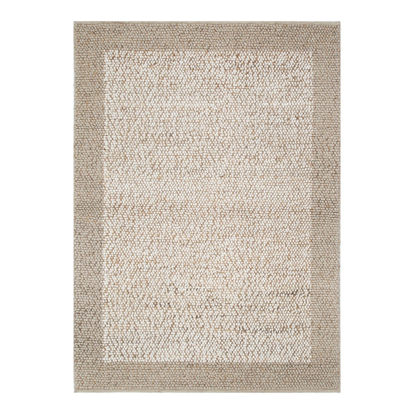 Eco Weave Plain Border Cream Beige Jute and Wool Rug