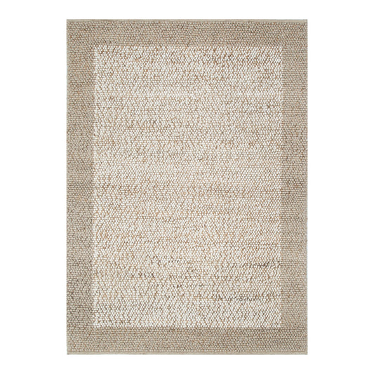 Eco Weave Plain Border Cream Beige Jute and Wool Rug