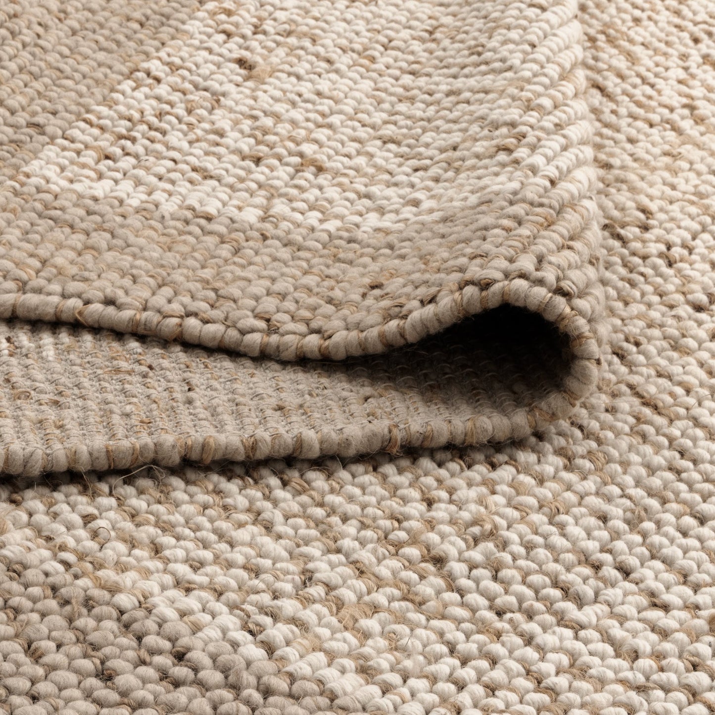 Eco Weave Plain Border Cream Beige Jute and Wool Rug
