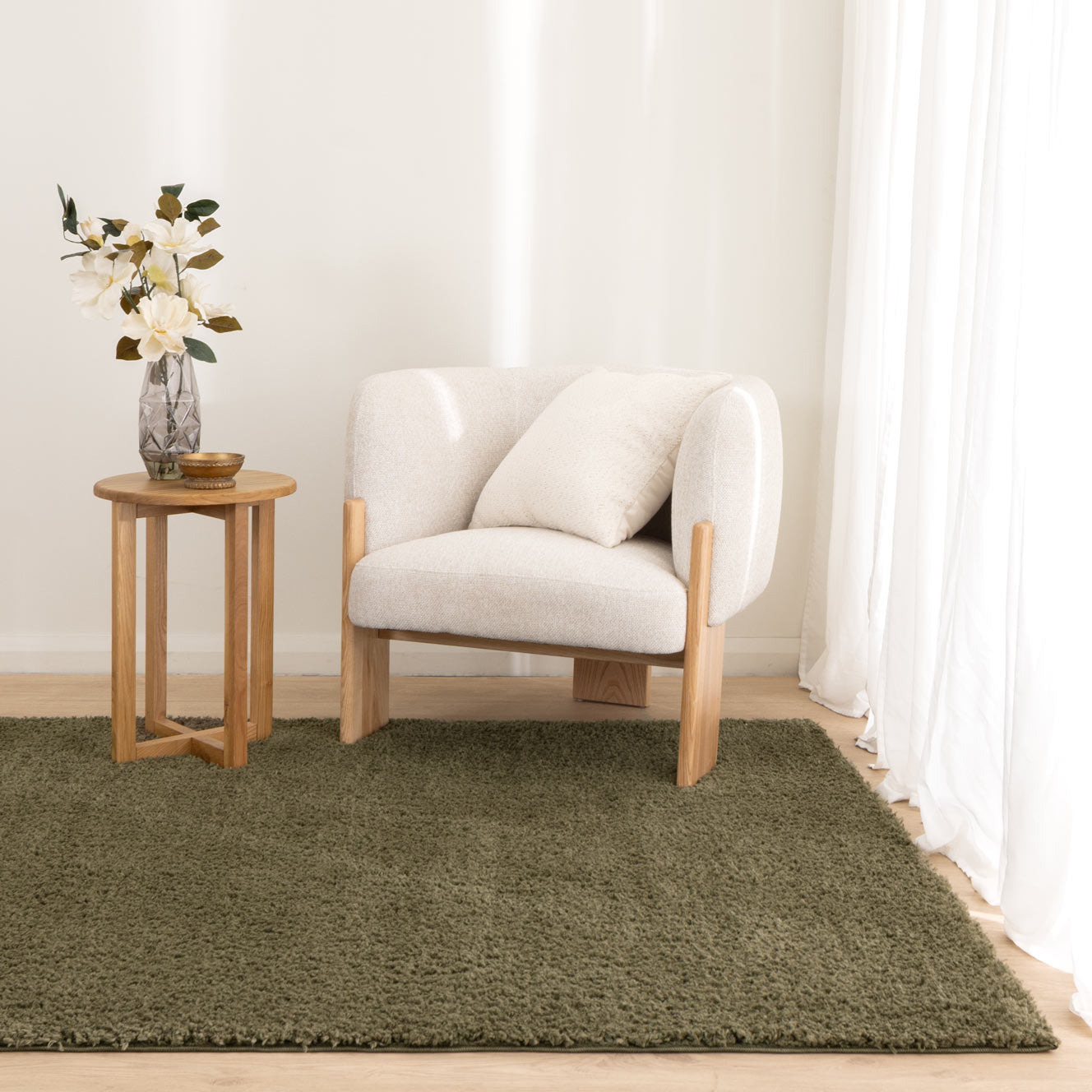 Lune Shaggy Olive Green Rug