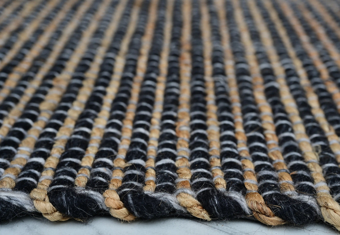 Eco Wool Tuana Black Wool & Jute Rug