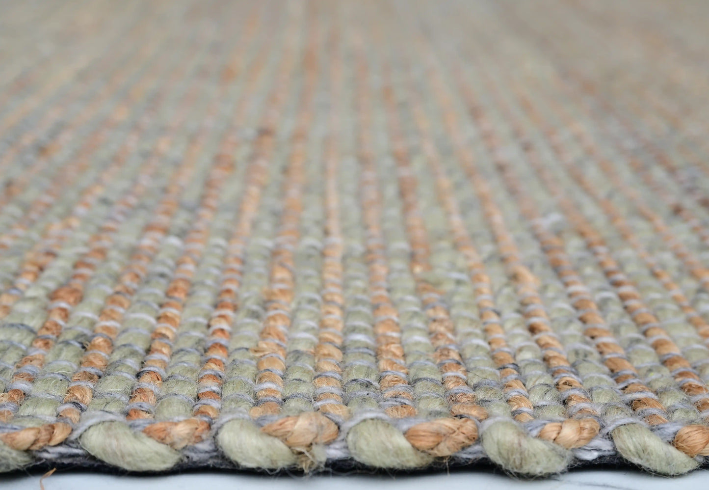 Eco Wool Tuana Green Wool & Jute Rug