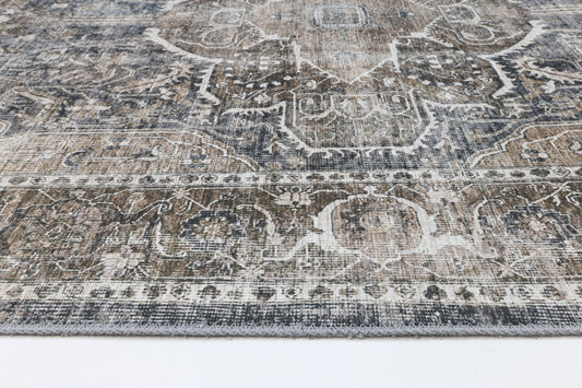 Distressed Vintage Kendra Ash Washable Rug - VITAL 3206-04