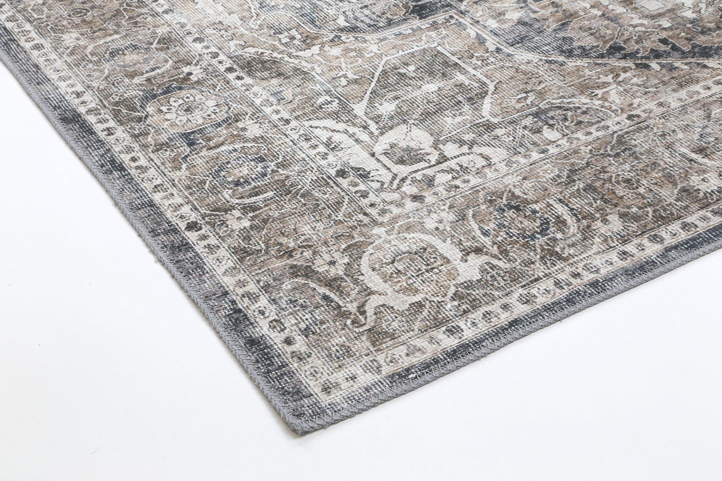 Distressed Vintage Kendra Ash Washable Rug - VITAL 3206-04