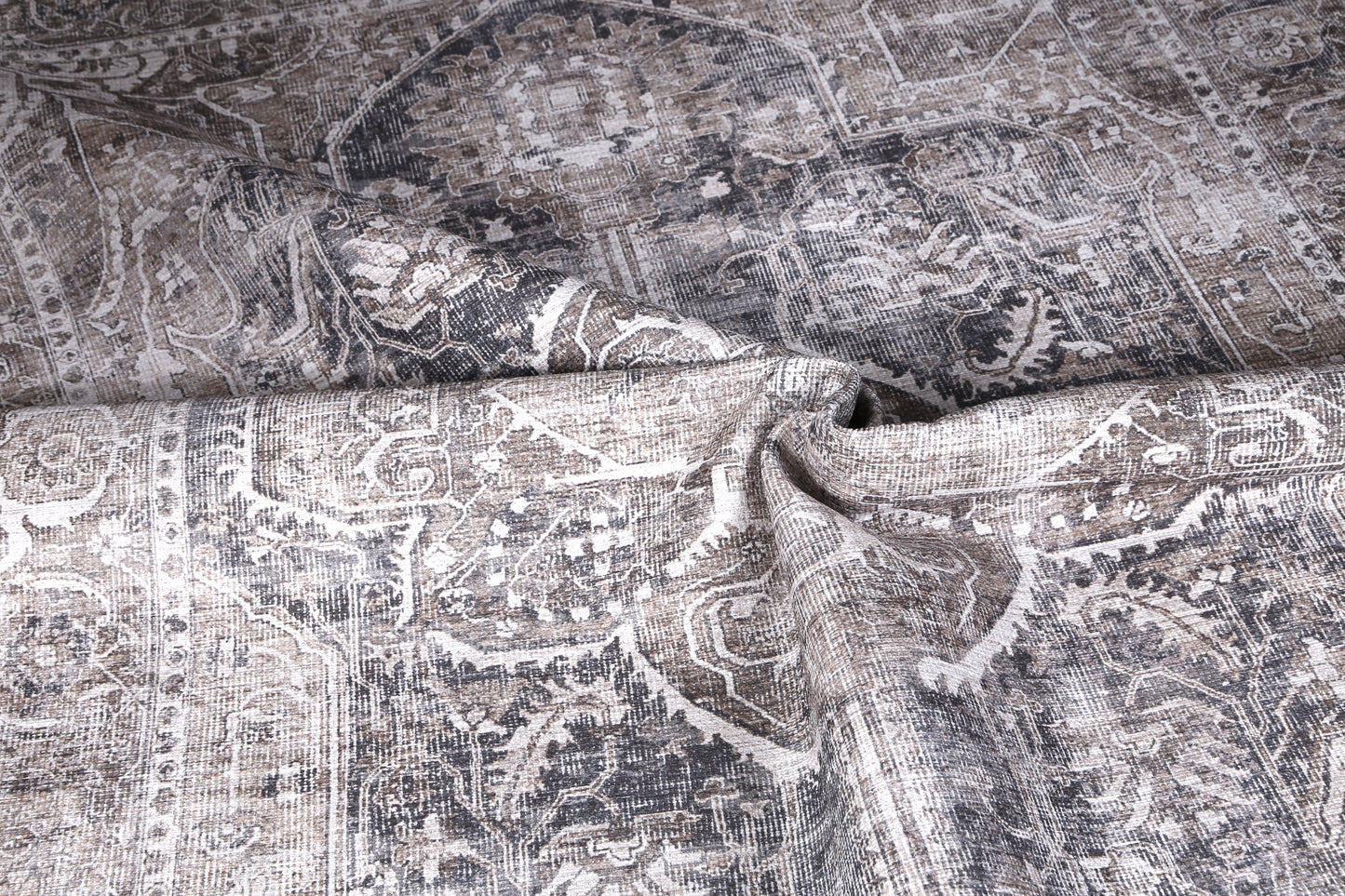 Distressed Vintage Kendra Ash Washable Rug - VITAL 3206-04